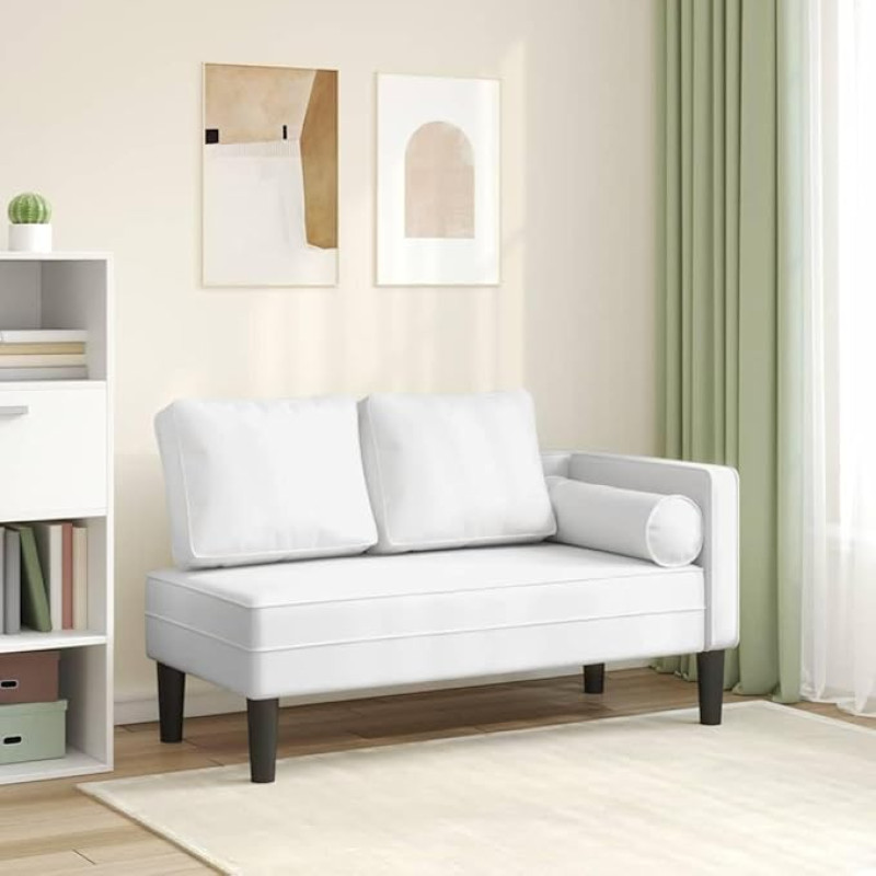 INLIFE Chaiselongue mit Kissen Weiß Kunstleder,Möbel,Stühle,Chaiselongues,Weiß,17.65 KG,4007564