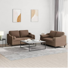 Juroupi 2-TLG. Sofagarnitur mit Kissen Diivan Wohnzimmer Sitzgruppe Wohnzimmer Sofa Set Sofas FüR Wohnzimmer Braun Stoff
