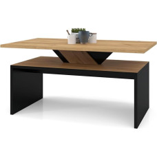 All4All Soro kohvilaud, väike kohvilaud, elutoa laud, diivanilaud riiulitega, lisadega, pikendatav, diivanilaud, 100 x 60 cm, 05, Gold Craft Oak + Black