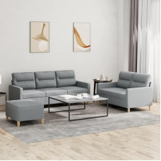 3-TLG. Sofagarnitur mit Kissen Diivan Wohnzimmer Sitzgruppe Wohnzimmer Sofa Set Sofas FüR Wohnzimmer Hellgrau Stoff - 3201608