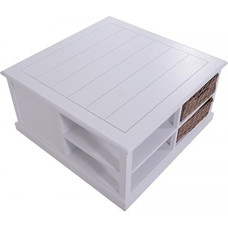 Kopenhaageni kohvilaud puidust Vintage Look valge (70 x 70 cm)