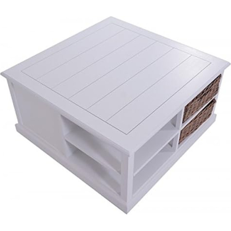 Kopenhaageni kohvilaud puidust Vintage Look valge (70 x 70 cm)