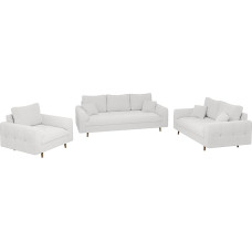 Komplekt 3-kohaline diivan 2-kohaline tugitool Diivan 3 tk Täispuidust jalad pruun vabakutseline Boucle kangas kriimustuskindel vabakutseline Erik valge