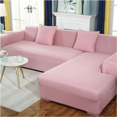 Elastisches Ecksofa Chaise Covers for Wohnzimmer Lounge Sessel 3-Sitzer-Sets Elastische Couch-Sitz Silipcover Haustiermöbel Sofagarnitur (Värv : Pink, Suurus : 2seats 145-185cm-1pc)