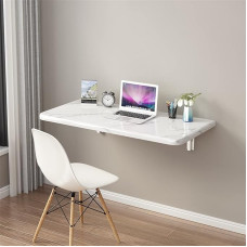 Kokkupandav laud Ujuv seinale paigaldatav kokkupandav laud Kompaktne 60 x 30 cm valge laud kokkupandava lehega, ideaalne ruumi säästev lahendus kodukontorisse ja elutuppa