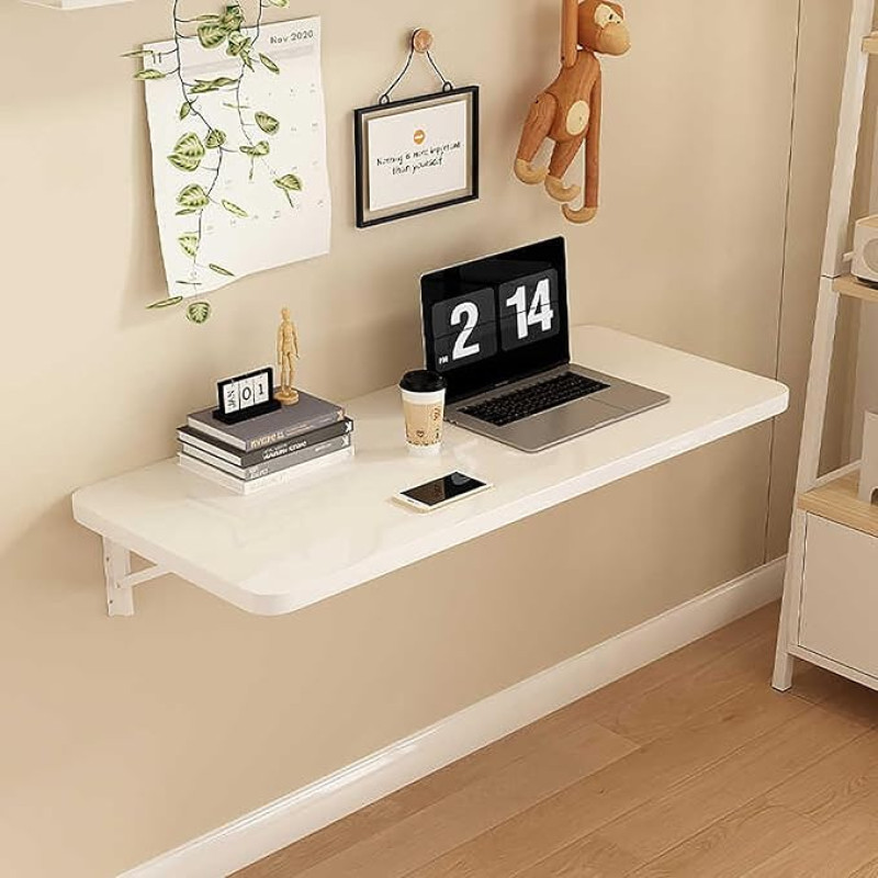 Klappbarer Tisch zur Wandmontage, für Küche, Esszimmer, Büro, Schlafzimmer, Weiß, 100 x 40 cm
