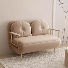 Klappbares Schlafsofa mit Kissen, Schlafsessel, moderner Eisenrahmen, stark tragende Couch für Wohnzimmer, Apartment, Gästebüro (Farbe: Hellkhaki, suurus: 120 cm)