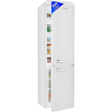 Bomann® KGR 7328.1 Retro Fridge-Freezer with 250 L Capacity | Cooling: 186 L and Freezer Capacity 64 L | Fridge with LED Lighting | Fridge with Continuous Temperature Control | White