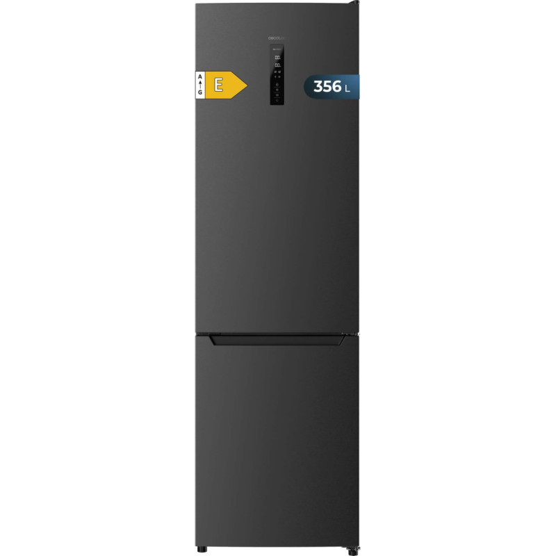 Cecotec Bolero CoolMarket Combi 356 Dark E. Inverter Plus Compressor Fridge Freezer Combination Dark Stainless Steel 200 x 59, 356L, No Frost, Class E, Multiairflow, Fast Cooling