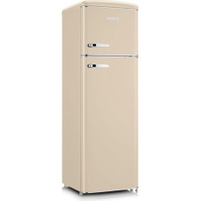 SEVERIN RKG 8985 [EEK D] Retro Fridge & Freezer Combination Fridge in Retro Design with Chrome Appliqués Freezer Top LED Lighting 1-7°C 246 L Net Volume Only 39 dB Cream