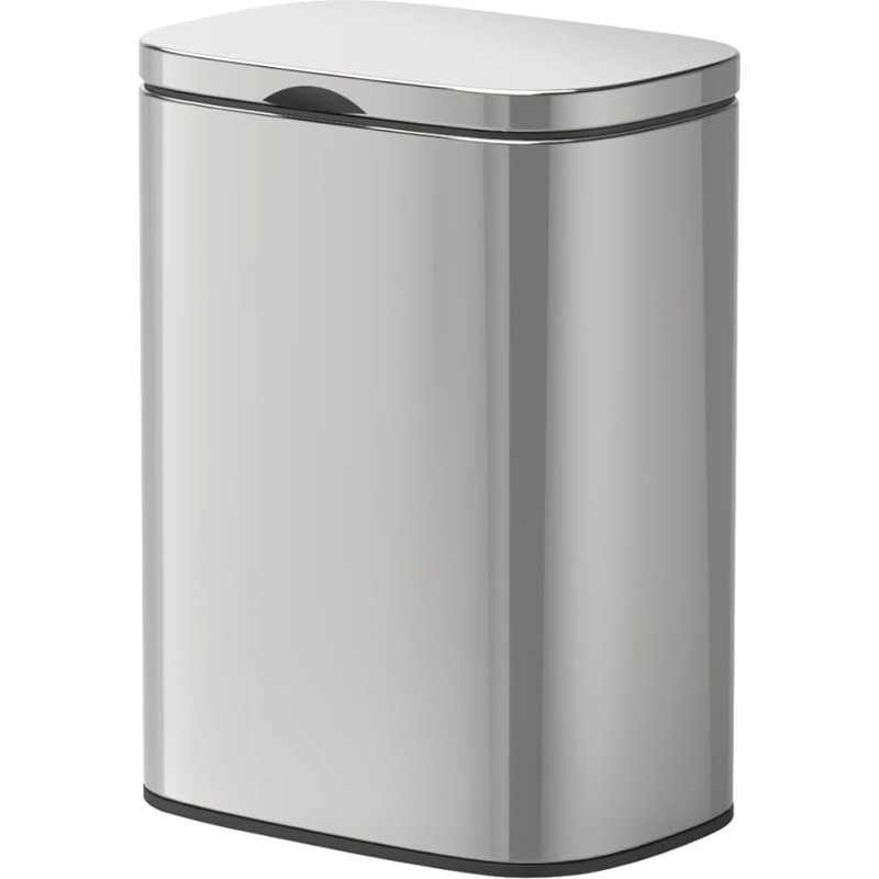 WENKO Sare seinale paigaldatav kosmeetikakast 5 liitrit kaanega ja Easy-Close Soft-Close mehhanismiga, vannitoa ämber läikivast roostevaba terasest, kinnitus ei vaja puurimist, 21 x 29,5 x 18 cm.