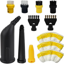 12-ne pakend Kärcher aurupuhasti tarvikutele, ümmargune harja, liigendhari, käsipihusti, mikrokiudlapp, elektripihusti komplekt, aurupuhasti varuosad Kärcher SC1 SC2 SC3 SC4 SC5 jaoks.