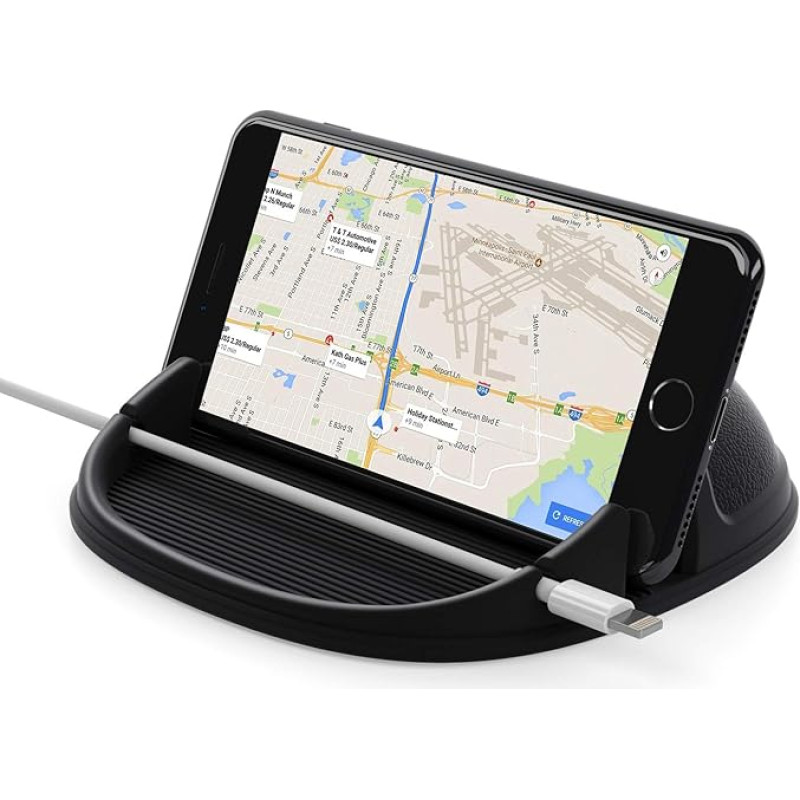 Lanhiem mobiiltelefoni hoidja auto, Silikoonist libisemiskindel nutitelefoni hoidja universaalne auto iPhone'ile/Samsung Galaxy/Huawei/OnePlus/Xiao Mi ja 3-7-tollise muu telefoni või GPS-seadme jaoks, must