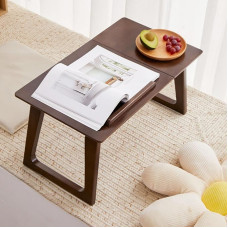 Multifunktsionaalne kokkupandav laud, väike puidust kokkupandav laud, reguleeritav sülearvuti laud koos kallutatava ülemise osaga voodiplaadi laud, mille jalad on kokkupandavad kodukontorile (pähkelpuu)