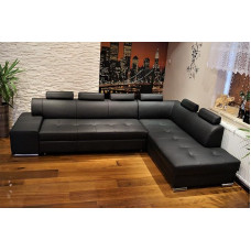 Quattro Meble London PIK 6z ehtne nahast nurgadiivan, 300 x 200 cm, diivan magamisfunktsiooniga, voodikast ja peatoed, ehtne nahk, suur värvivalik (nurgas paremal 300 x 200 cm)