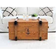 Onu Joe´s vana kooli kohvilaud Vintage Shabby Chic stiilis laud Täispuidust pruun, hoiuruumi ja kaanega puidust kasti küljelaud Maakodu elutoa laud Puidust laud Pähklipuust