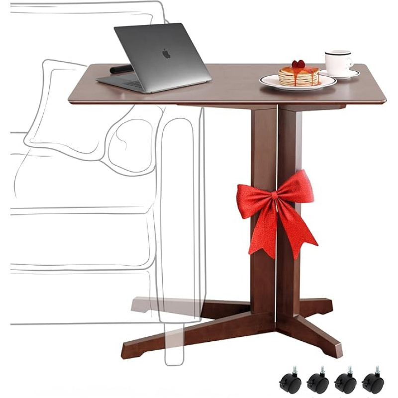 YANEVA Premium Bambusest küljelaua rattad - C-laua küljelaud libiseb väikese kohvilaua alla, diivanilaua, Boho kohvilaud, sülearvuti laud, voodilaua alus, C-kujuline