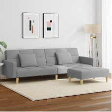 Diivanvoodi 2-kohaline koos jalahoobiga Helehall kangast külalisvoodi Laiendatav diivan väikestesse ruumidesse