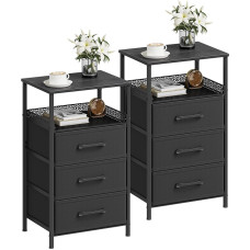 Beistelltisch mit 3 Schubladen, Schwarz