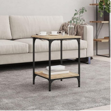 Sonoma tammepuust kohvilaud 40 x 40 x 55 cm Mitmekihiline puidust kohvilaud elutuba kohvilaud elutoa puidudekoratsioon elutuba industriaalstiilis