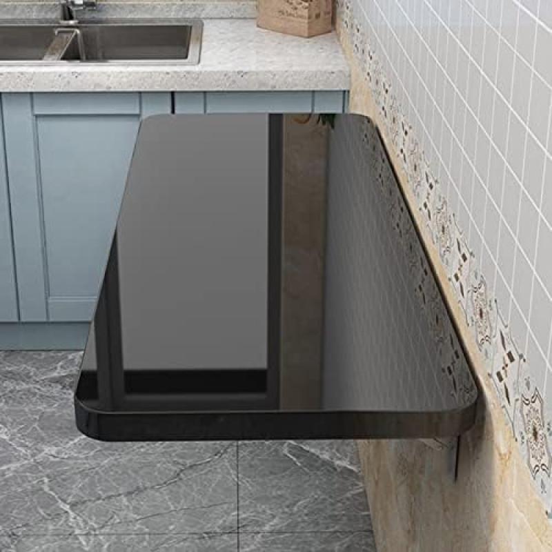 Klappbarer Wandklapptisch für die Küche, Klapptisch, Wandschreibtisch, herunterklappbarer Klapptisch, faltbares Wandregal, Computertische, Arbeitsplätze (Farbe: Schwarz, suurus: L40xW30cm/L16