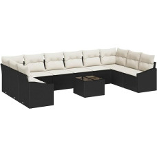10-teiliges Garten Sofa Set mit Kissen Braunes Poly Rattan Gartenlounge Model3346907
