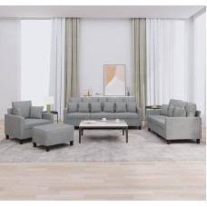 Hellgrauer Stoff-Sofa-Set mit 3 Sitzplätzen, 2+3-Sitzer & Hocker, Atmungsaktiv, Robust & Bequem - Max. 110 kg pro Sitz Model3201640