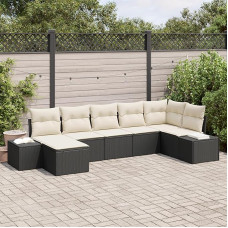 Rantry 7-teiliges Garten-Sofaset mit Kissen Schwarz Poly-Rattan Gartenlounge Model3347147