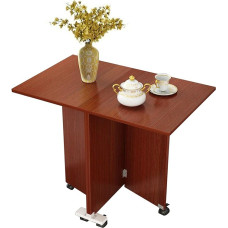 ZEQFEMKL Platzsparender, klappbarer Esstisch, Klapptisch mit 6 Rädern, Esstisch für 4 Personen, Kücheninseltisch, in 3 Formen klappbar, für Restaurant, Küche, Schlafzimmer (Walnuss, 80 x 50 x 65 cm)