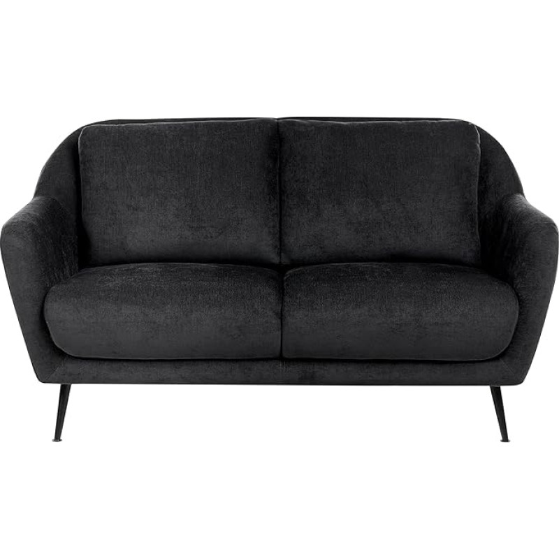 Beliani Eiby Chenille kangast diivan 2-kohaline paksult polsterdatud istmega must