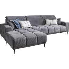 Generisch nurgadiivan - 286 x 195 cm - tumehall - nöör - elektriline istme sügavuse reguleerimine