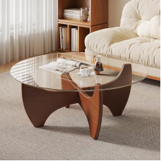 dnziqi ümmargune kohvilaud 80cm kaasaegne karastatud klaasist kohvilaud väikesesse ruumi, ümmargune keskne laud elutuppa, funky kaasaegne akendelaud klaasist lauaga ja klaaspinnaga