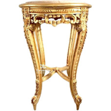 CasAmin Home & Living Ümmargune puidust küljelaud Retro barokk stiilis käsitsi valmistatud marmorist kohvilaud Teelaud elutoa kaunistamiseks