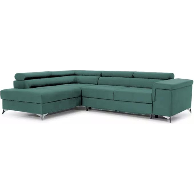 COMFORTINO FURNITURE EDURO L-kujuline nurgadiivan magamisfunktsiooniga, diivan diivan voodikastiga, 3-kohaline nurgadiivan, diivanvoodi elutuppa, suur diivan diivan magamisfunktsiooniga (helesinine, vasakpoolne)