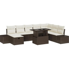 9-teiliges Garten Sofaset mit Kissen Braun Poly Rattan Gartenlounge Model3361227