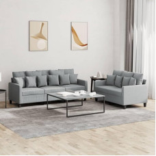 Juroupi 2-TLG. Sofagarnitur mit Kissen Sofa Wohnzimmer Sitzgruppe Wohnzimmer Sofa Set Sofas FüR Wohnzimmer Hellgrau Stoff - 3201664