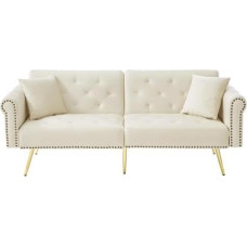 Generisch Modernne 2-kohaline diivanvoodi - Sametkate, 3-tasandilise reguleeritavaga seljatugi ja kullatud metallist jalad Stiilne diivan magamisfunktsiooniga - ruumi säästev, vastupidav, ideaalne väikestesse ruumidesse.