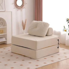 Kokkupandav diivan Diivan Memory Foam koos padjaga Magamistool Lazy Couch Triple Futon Convertible Guest Beds Washable Cover White 80cm