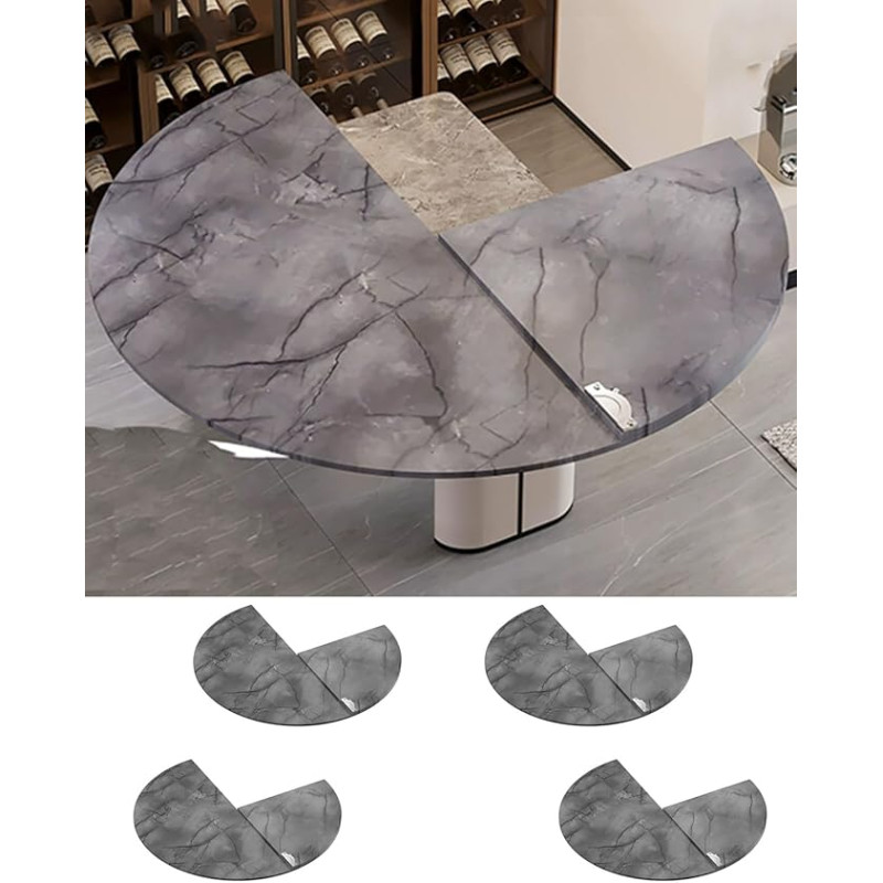 Kokkupandav ümmargune söögilaud hall marmor 4 ruumi säästev ümmargune laud puhvetile, telkimiseks ja restoranidele Kokkupandav veerand (130 cm/51 tolli)