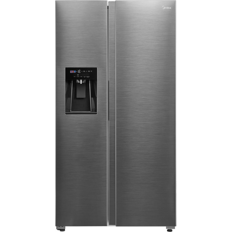 Midea MDRS761MYC46 Side-by-Side Fridge/Freezer Combination, No Frost, 3-in-1 Water, Ice Dispenser and Water Tank, Dual Inverter Compressor, 179.3 cm Height, 573 L Total Volume, 208 kWh per Year,