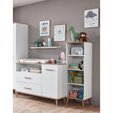 Lomadox Skandi Baby Room Set Changing Table Changing Unit Wall Shelf White with Oak