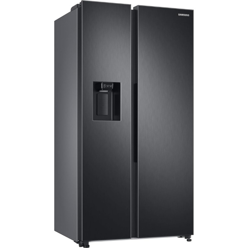 Samsung Side-by-Side Fridge with Freezer, 178 cm, 635 L, AI Energy Mode, Water and Ice Dispenser, No Frost+, Premium Black Steel, RS6GA884CB1/EG