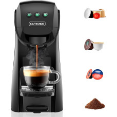 Warriors1 kapselmasin 4-in-1 Nespresso OL, Dolce Gusto, Lavazza A Modo Mio kapslitele ja kohvipulbrile, 20 bar rõhk, 0,8 l veepaak, täisautomaatne kohvimasin, espressomasin, espressomasinale