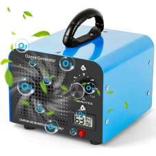 Osoonigeneraator, 60,000 mg/h osooniseade temperatuuri ja niiskusnäidikuga, O3 osoon õhupuhastaja 120 min taimeriga 320 ㎡, auto, kodu, suitsu, lemmikloomade lõhna, köögi lõhna jaoks, sinine