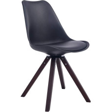 CLP Troyes Square Retro tool kunstnahast kattega ja kvaliteetse polstriga I 360° pöörlev tool, millel on vanni iste ja täispuidust jalad Värv: must Raami värv: pähkelpuu