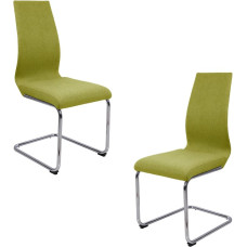 Meubletmoi Pack of 2 Outdoor Cantilever toolid, roheline aniisist iste, ideaalne söögitoa vastuvõtt, metallist kroomjalad, Peps mudel