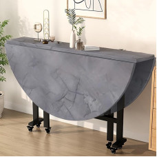 GODFSAHG Vielseitiger runder, klappbarer Esstisch von Grå mit Klappplatte, ideal für kleine Räume, zusammenklappbar und platzsparend, perfekt für Küche, Büro oder Abendessen, mit 6 Rädern u