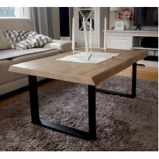 Kohvilaud, puidust kohvilaud, tamme küljelaud, tamme küljelaud, puidust küljelaud, sülearvuti laud, jätkusuutlik käsitöö, heledam versioon (naturaalne serv mõlemal küljel, 110 cm x 55 cm x 4 cm)