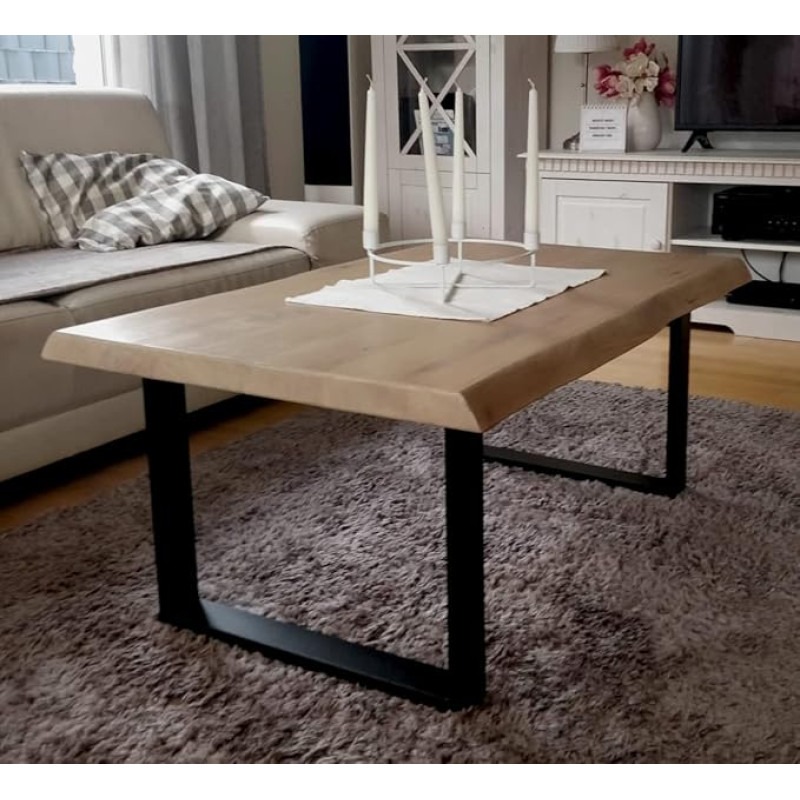 Kohvilaud, puidust kohvilaud, tamme küljelaud, tamme küljelaud, puidust küljelaud, sülearvuti laud, jätkusuutlik käsitöö, heledam versioon (naturaalne serv mõlemal küljel, 110 cm x 55 cm x 4 cm)