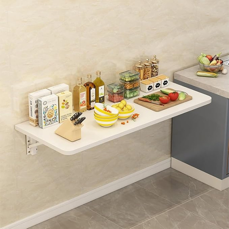 Kokkupandav köögilaud ruumi säästev ujuv laud väikestesse ruumidesse, DropLeaf seinalaud, kodukontor, töölaud (valge, 100x30cm)